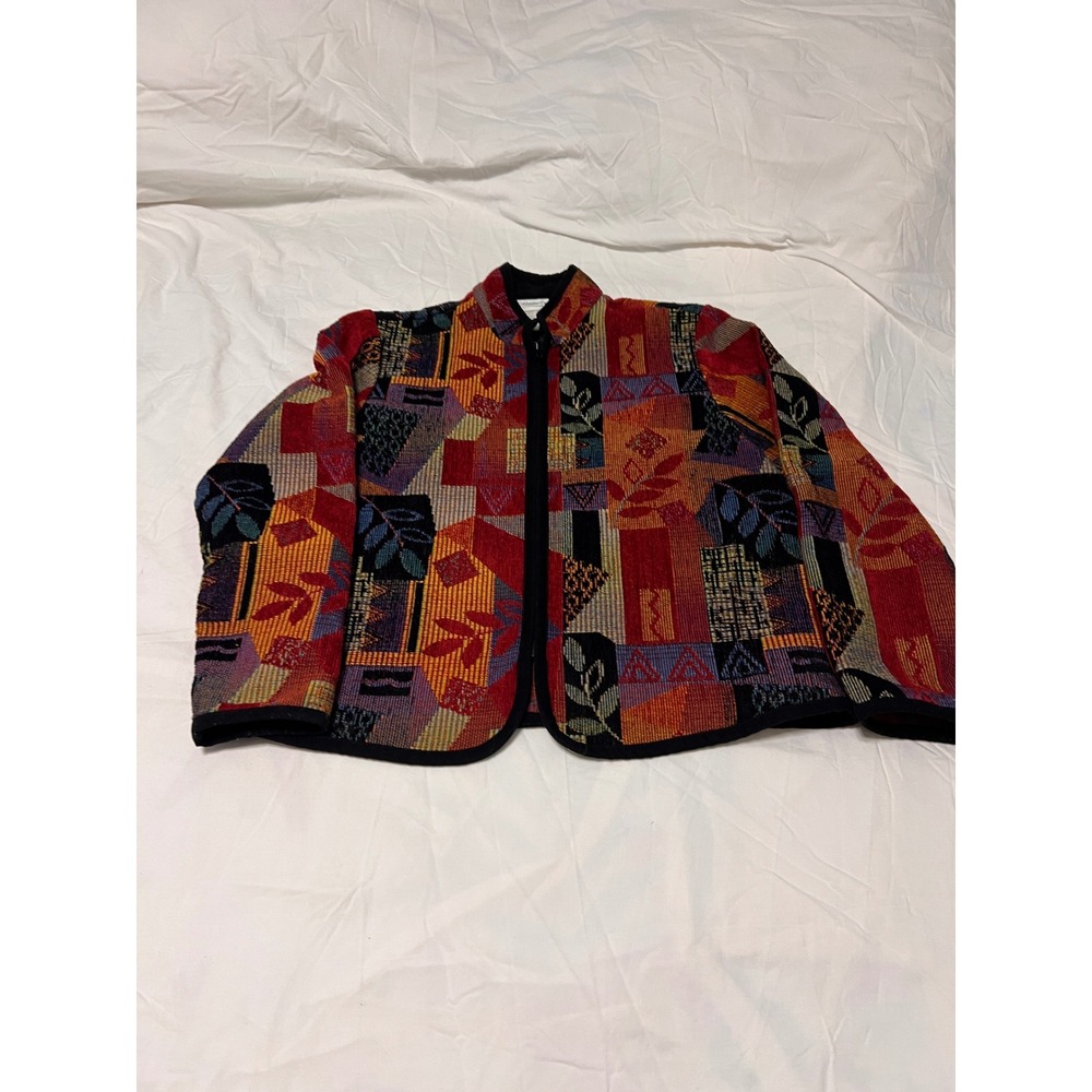 Coldwater Creek Women Quilted Patchwork Jacket Sz PXS Whimsical Boho Granny